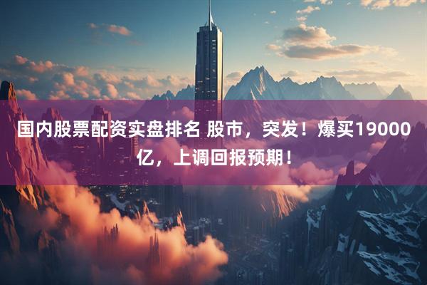 国内股票配资实盘排名 股市，突发！爆买19000亿，上调回报预期！