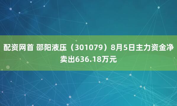 配资网首 邵阳液压（301079）8月5日主力资金净卖出636.18万元